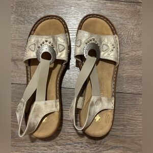 Rieker Antistress  Regina Beaded Cream / Tan Sandals Size 42